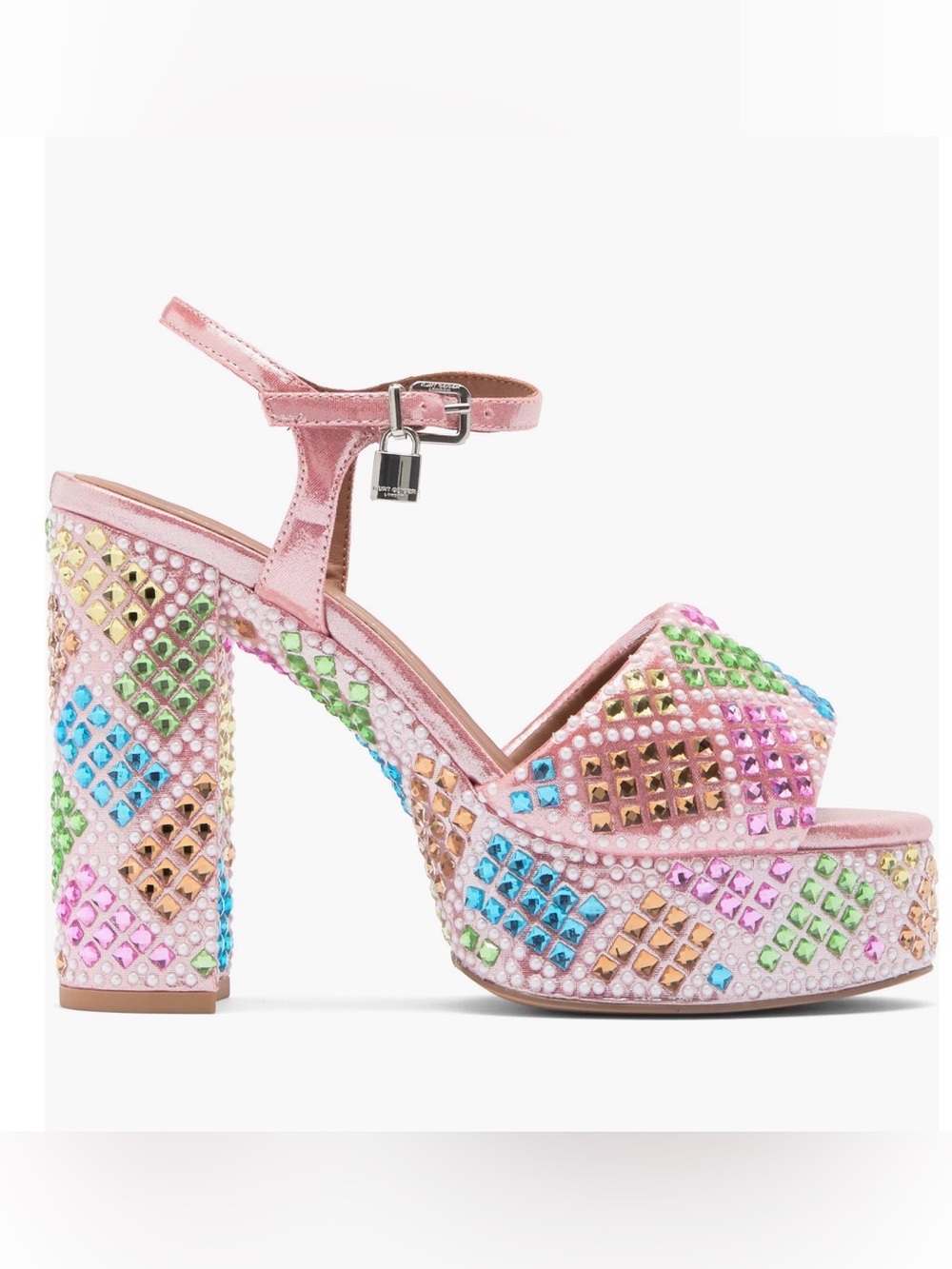 NIB Kurt Geiger Brixton Multicolor Jeweled Platform Sandals. Size 8 US (EU 39) - Picture 4 of 8